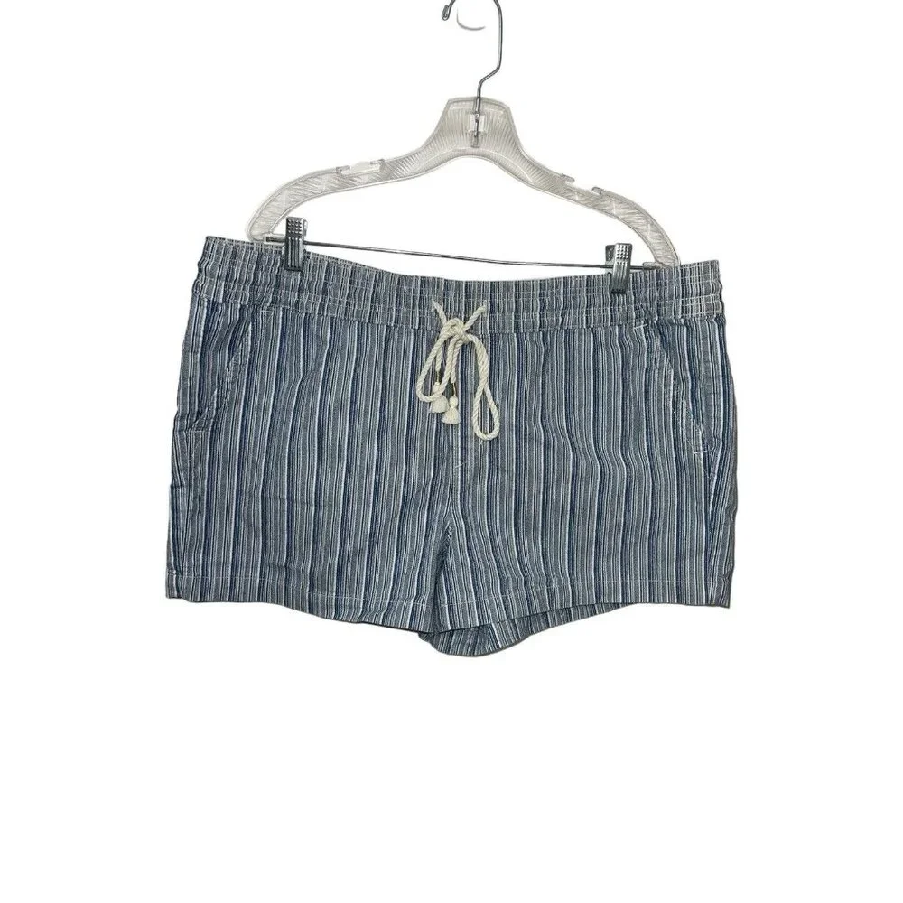 LOFT Women's XL Cotton Blend Pull On Shorts in Blue Stripe - Picture 5 of 12